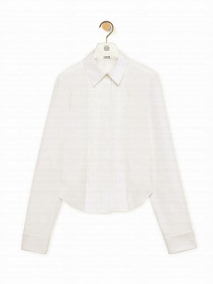 Loewe Women's Pleated Shirt In Cotton White