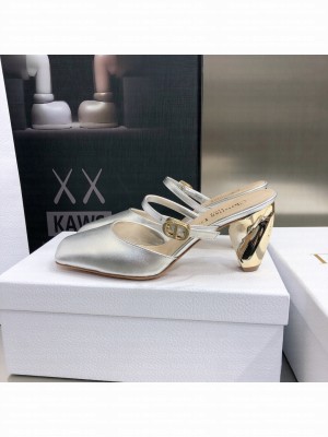Dior Rhodes Calfskin Slingback Pumps Silver 2022 Collection