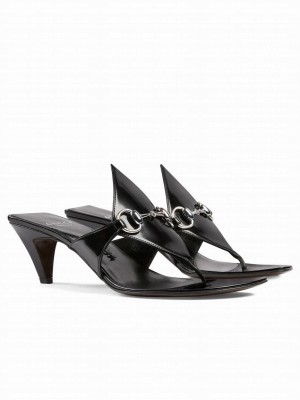 Gucci Women's Thong Sandal With Horsebit 764197 Black