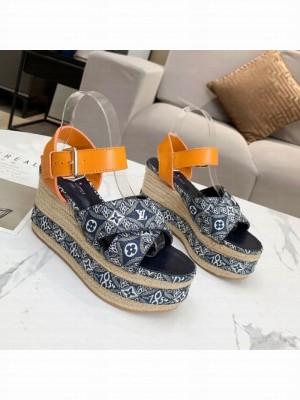 Louis Vuitton Since 1854 Boundary Wedge Sandal Blue 2021 Collection