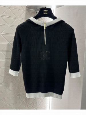 Chanel Women's Half-zip Knit Top Black