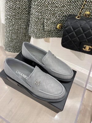 Chanel 4cm Quilting CC Loafers Gray Spring 2022 Collection