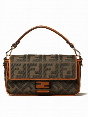 Fendi Baguette FF Canvas Bag 8BR600 Green