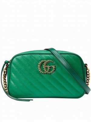Gucci GG Marmont Small Shoulder Bag 447632 Green