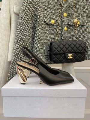Dior Rhodes Calfskin Slingback Pumps Black 2022 Collection