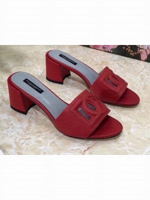 Dolce & Gabbana Heel 6.5cm Calfskin Mules Red With DG Millennials Logo 2021
