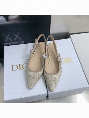 Dior J'Adior Slingback Flat in Quake Oblique Embroidery Beige 2022 Collection