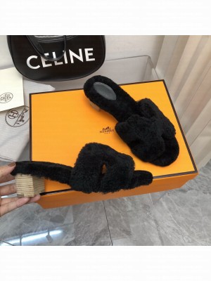 Hermes woolskin Oasis Slide Sandals 2022 Collection