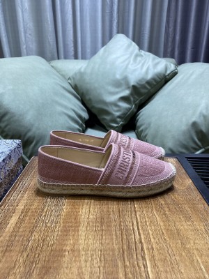 Dior Granville Espadrilles in Pink Metallic Thread Embroidered Cotton 2021 Collection 