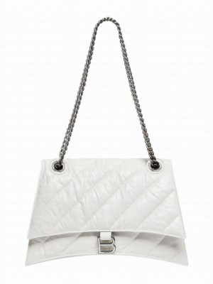 Balenciaga Crush Medium Chain Bag Quilted Cream