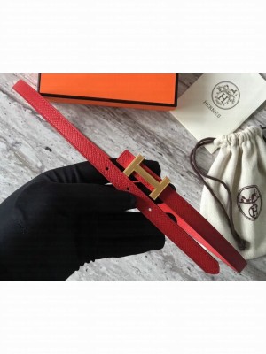 Hermes Width 1.3cm Reversible Leather Constance H Buckle Belt Red/Gold
