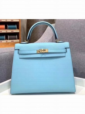 Hermes Kelly 25cm Bag in Original Epsom Leather Macaron Blue