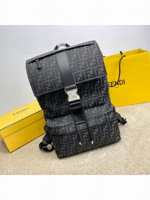 FF Jacquard Fendi Strike Medium fabric backpack F7602 BLACK