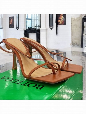 Bottega Veneta Stretch Lambskin Strap Sandals 9cm Brown  2021 Collection 13