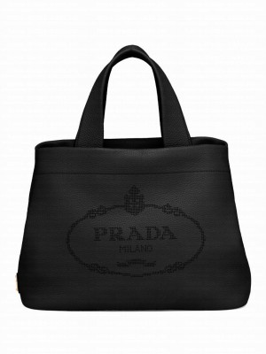 Prada Medium Leather Tote 1BG384 Black