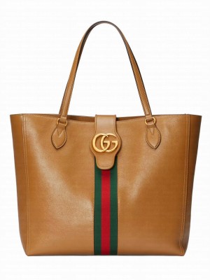 Gucci Medium tote bag with Double G and Web 649577 Coffee
