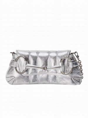 Gucci Horsebit Chain Small Shoulder Bag 764339 Silver
