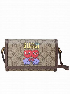 Gucci Cherry Print Mini Bag 700733 Dark Coffee