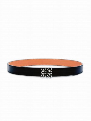 Loewe Reversible Anagram Belt In Smooth Calfskin Black
