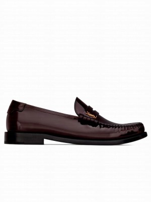 Saint Laurent Women's Le Loafer Penny Slippers In Glazed Leather Mauve