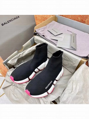 Balenciaga Speed 2.0 Knit Sock Sneakers Spring/Summer 2021 Collection, Metallic Black/White/Pink