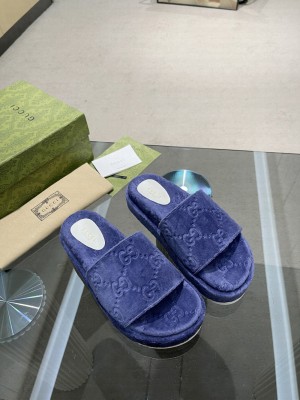GUCCI Women's GG platform sandal Cotton Sponge 2022 Collection,Dark Blue