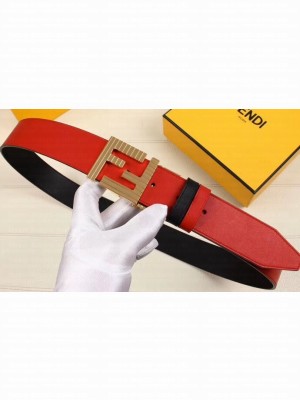 Fendi FF Buckle Calfskin Reversible Belt Black/Red/Gold