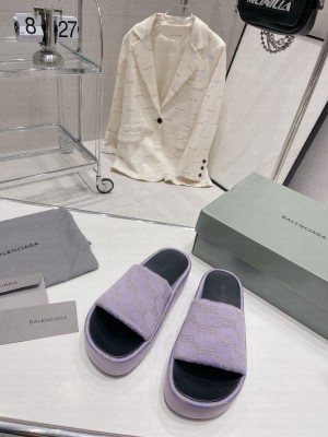 Balenciaga Unisex Logo Platform Slide Sandals 5cm 2023 07