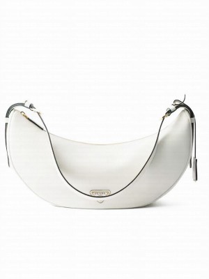 Prada Demi-lune Large Leather Shoulder Bag 1BC255 Cream