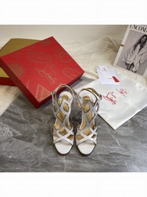 Christian Louboutin Patent Leather Strap Sandals 10cm White 2021 Collection