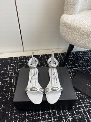 Alexander Wang dome goatskin leather flat sandal 2024 White