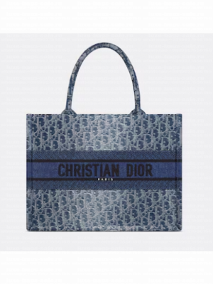 Medium Dior Book Tote Blue Denim Dior Oblique Jacquard M1296ZEG