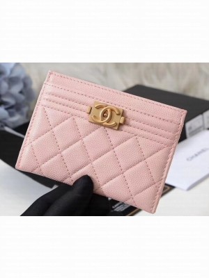 Chanel Caviar Leather Boy Card Holder A84431 Pink