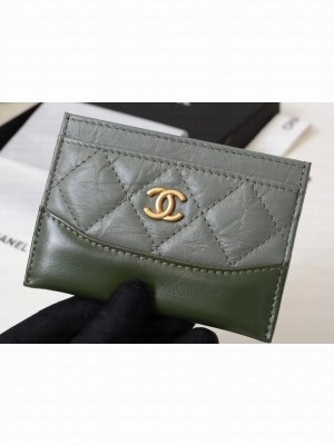 Chanel Aged Calfskin Gabrielle Card Holder A84386 Green