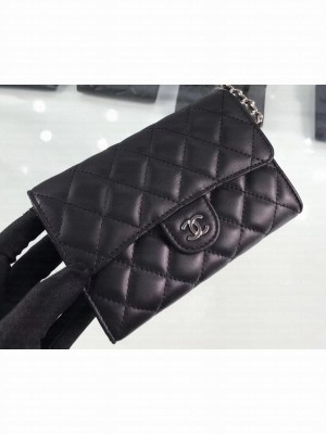 Chanel Lambskin Classic Clutch with Chain Bag A84512 Black/Silver