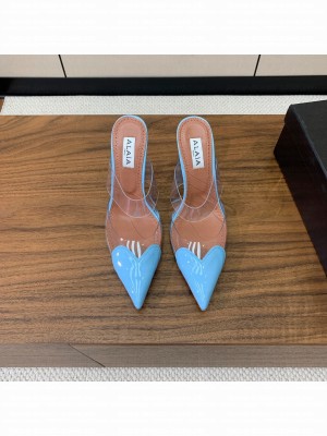 Alaïa LE CŒUR MULES IN PATENT CALFSKIN BLUE