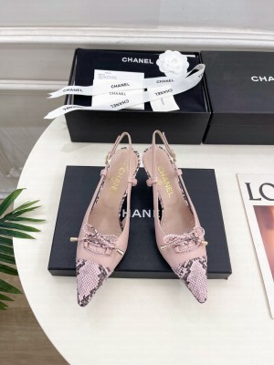 Chanel slingback pumps pointed leather pink 2025