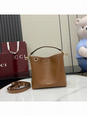 GUCCI GG EMBLEM SMALL BUCKET BAG 815118 brown