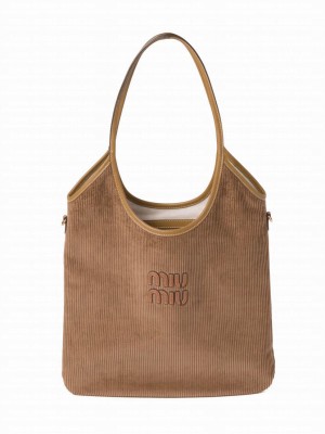 Miumiu IVY Corduroy Shopping Bag Coffee