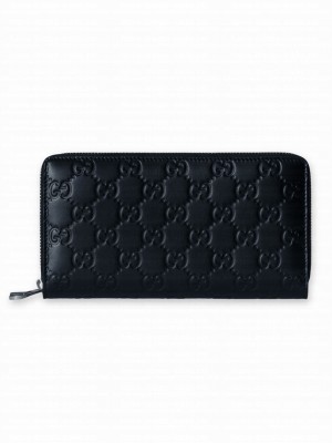Gucci GG Emblem Collection Full-Zip Wallet Black