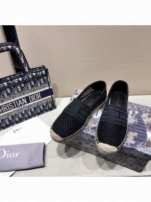 DIOR GRANVILLE ESPADRILLE Black Mesh Embroidery
