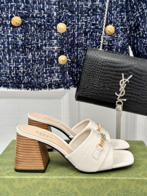 Gucci Signoria Slide Sandals 786595 Cream leather 2024