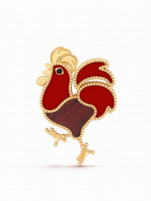 Van Cleef & Arpels Lucky Animals Rooster Clip Red