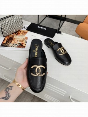 Chanel Open Back Calfskin Black Loafers Spring/Summer 2021 Collection