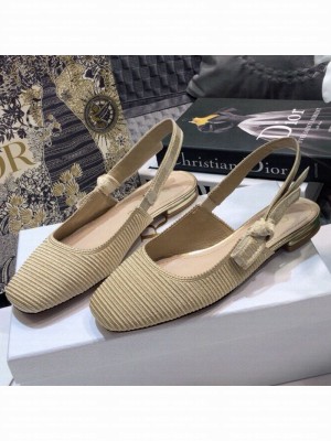 Dior x Moi Slingback Ballerinas Flats in Gold Ribbon Embroidered Cotton Spring/Summer 2021 Collection