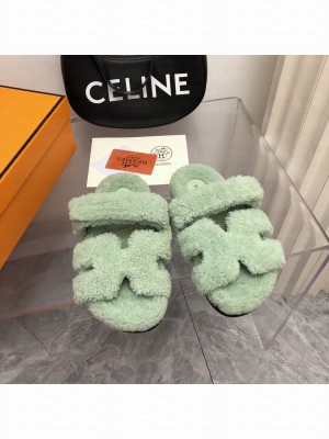 Hermes woolskin Oran Flat Slide Sandals 151 2022 Collection