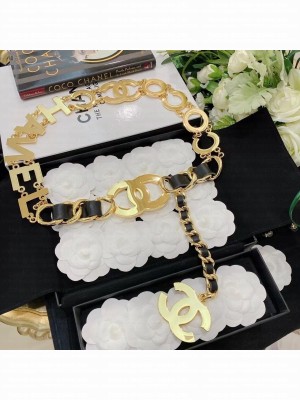 Vintage Chanel Logo Chain Link Waist Belt Gold Hardware 85CM, Gold