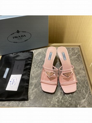 Prada 6.5cm Plexiglas Sandals Mule 2022 Collection,Pink