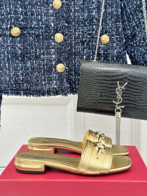Valentino VLogo The Bold Edition Slip-On Sandals gold