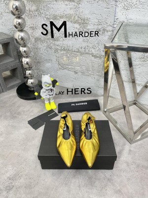 JIL SANDER Lambskin 3.5cm Gold Pumps